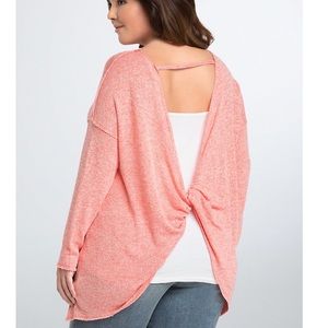 Torrid Coral Pink Twist Back High Low Long Sleeve